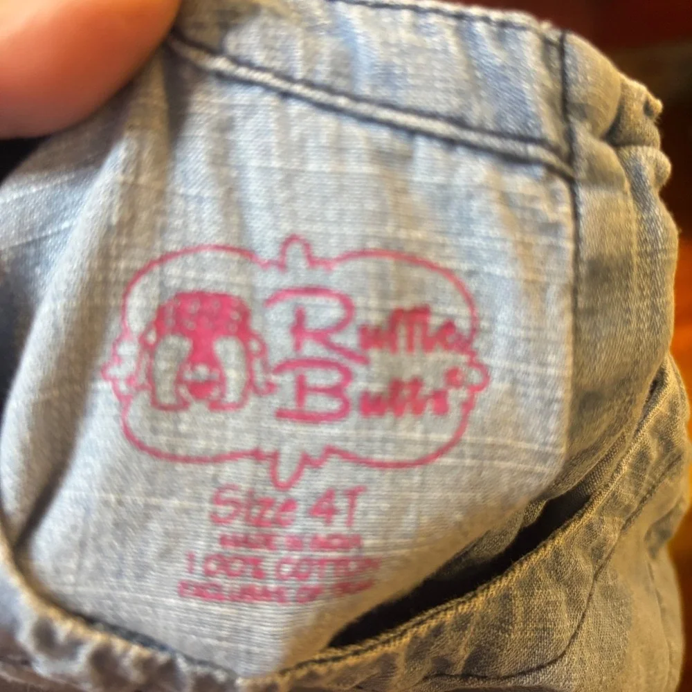 Ruffle Butts Girls‎ Denim Dress Size 4T Long Sleeve Stretch High Low Ruffle